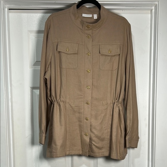 Susan Graver Utility Jacket in Tan - Picture 1 of 5